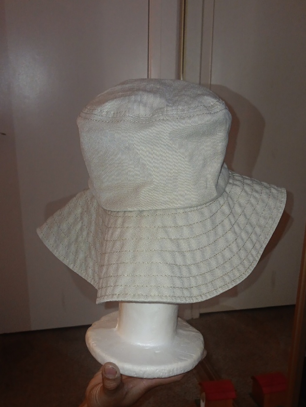 Women's Cream Cotton Bucket Hat with Wide Brim